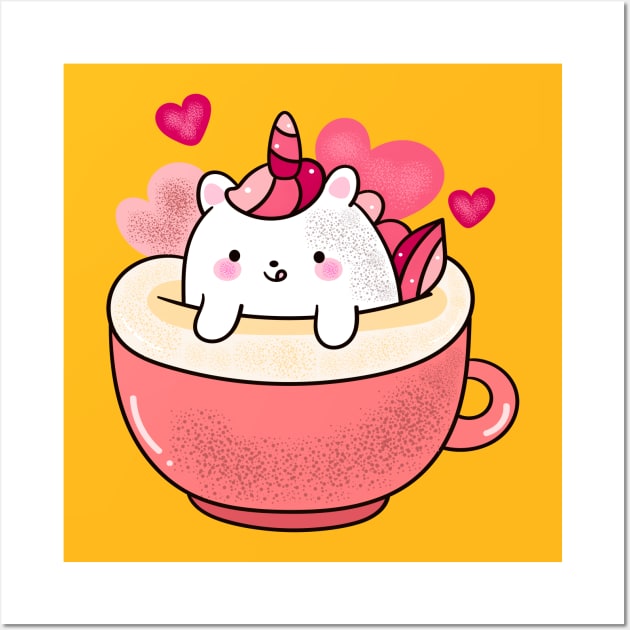 Cute Unicorn Coffee Wall Art by JeffDesign